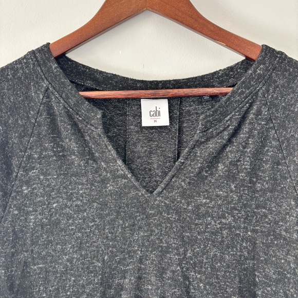 CAbi Charcoal Marled V-Neck Knit Shift Dress Medium | Polished Casual - Picture 3 of 9